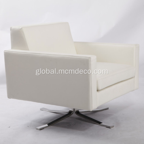 Rotatanle Leather Armchair White Kennedee Rotatanle Leather Armchair Manufactory
